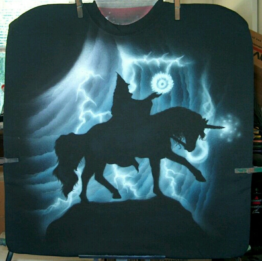 COPY - WIZARD ON HORSEBACK Airbrushed T-shirt Custom Made